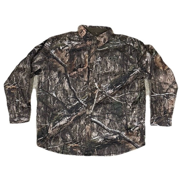 Drake Waterfowl Mossy Oak Camo Button Front Shirt Jacket Men Size 2XL - Picture 1 of 10